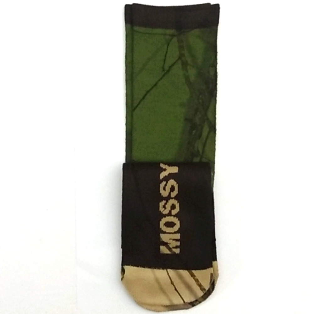 MOSSY OAK SUBLIMATED CREW ARCH SUPPORT SOCKS - Brown and Green 1-pair NWT